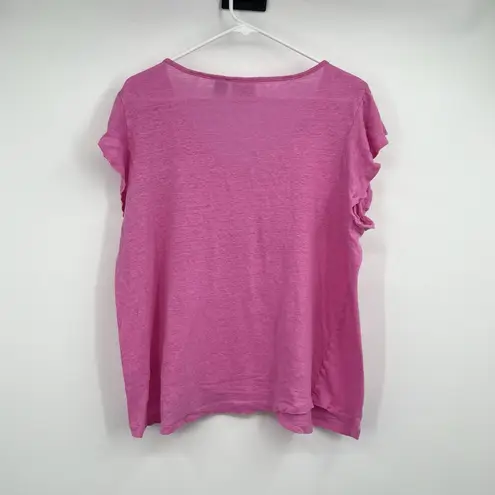 Rachel Zoe  Pink 100% Linen SS Top 2X Beach Lagenlook Cruise Vacation Minimalist