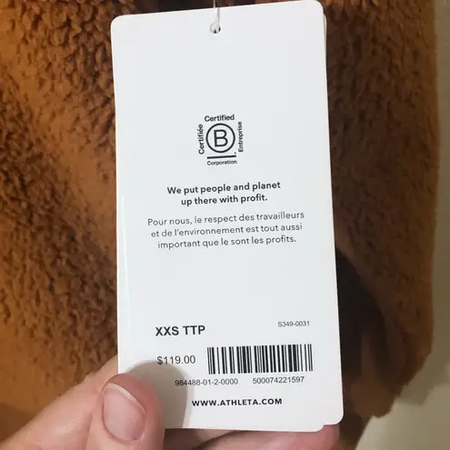 Athleta NWT  Tugga Sherpa Hoodie in Cattail Brown - Size XXS