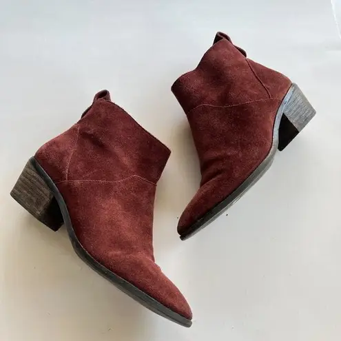 Sole Society Vixen Burgundy Suede Leather Zip Up Ankle Booties Boots Size 6.5M