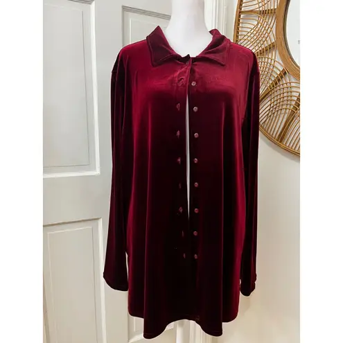 Soft by Avenue Burgundy Velvet Tunic Shirt Plus 22/24 Holiday Christmas NEW Red Size undefined