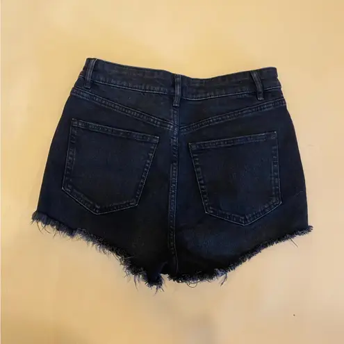 ZARA  Black High Rise Distressed Denim Shorts Size 6