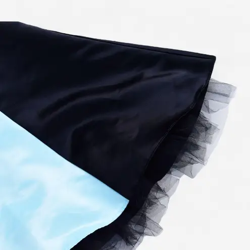 Jessica McClintock FOR GUNNE SAX Black Rare Vintage 80s 90s Prom Blue Satin Corset Dress