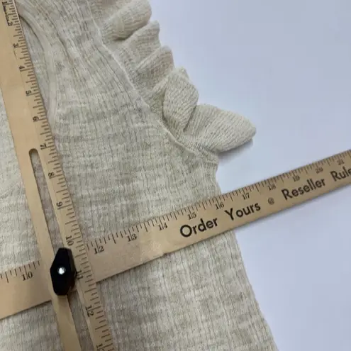 J.Crew Sweater Womens Small Cream Linen Blend Ruffle Sleeve Scoop Neck Top