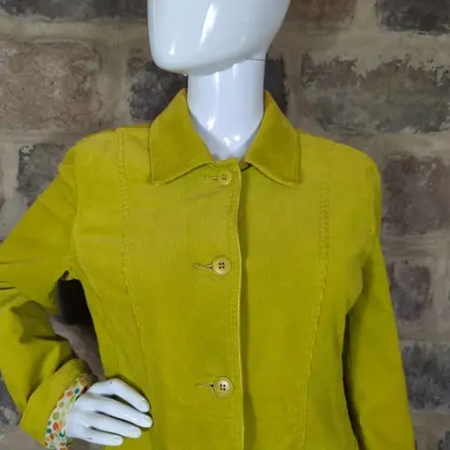 David Brooks Jacket Corduroy Lime Green Woman's Size Small Button Up Retro