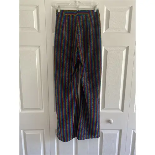 L'Atiste by Amy Womens Small Wide Leg Rainbow Glitter Pants Pride Boho Chic