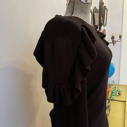 R D Style by Stitch Fix, Ruffle Shoulder Feminine Black Sweater