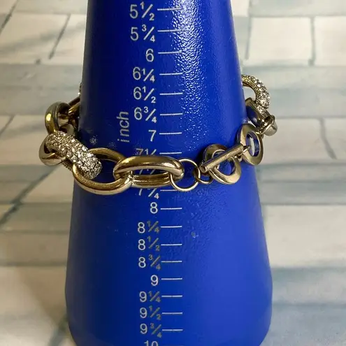 Coldwater Creek 0112 Gold & Pave Crystal Chain Link Necklace, Bracelet, Earrings