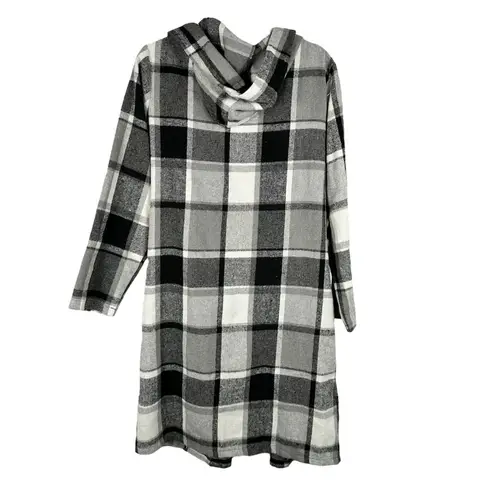 Gray Black White Checked Pattern Duster Coat Cardigan Size 0XL
