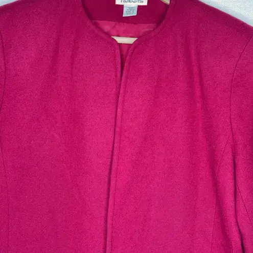 Talbots Vintage‎  Fuschia 100% Wool Blazer Jacket Womens 8 Open Front Long Sleeve