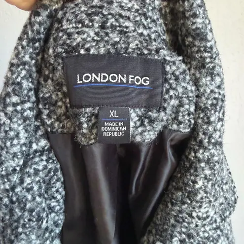 London Fog Black Gray Tweed Wool Blend Peacoat Womens XL City Preppy