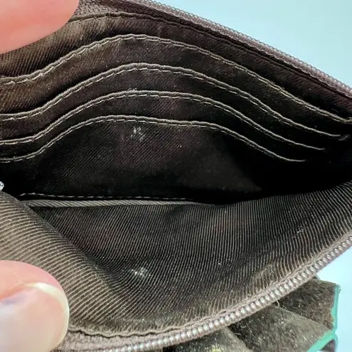 ILI New York Leather Wristlet Wallet Clutch Dark Brown Plum Rosette