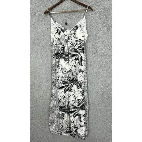 Aerie  Maxi Dress Womens XS Black Palm Leaves Oversized Gauzy Cotton‎ Beach Boho