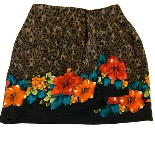 Jacqueline Ferrar SILK VINTAGE 1990'S COLORFUL FLORAL & ANIMAL PRINT SKIRT (16)