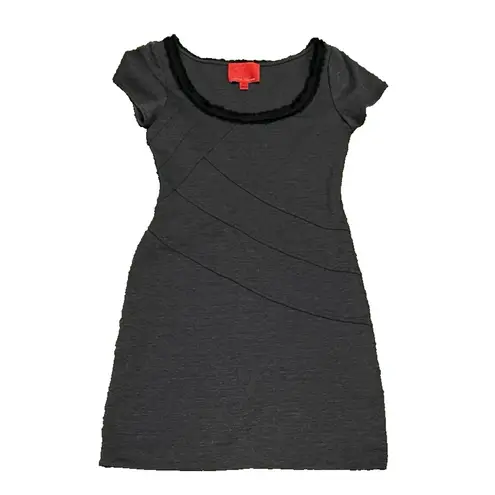 Zac Posen Z Spoke  Mini Dress Bodycon Gray Jersey Stretch Fringe Witchy Goth SZ4 - Image 5