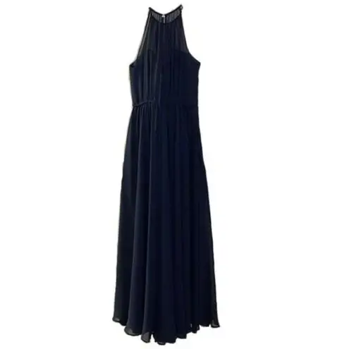 Morilee Madeline Gardner Navy Blue Gown Womens 2 High Halter Chiffon A