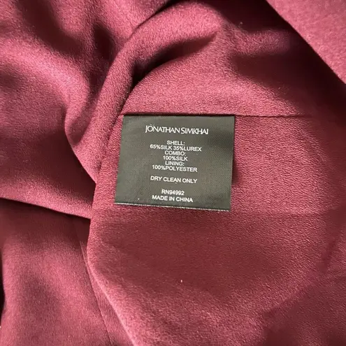 NEW Jonathan Simkhai Silk Metallic Bubble Sleeve Dress Sienna Bubble Gum Size 8 Red