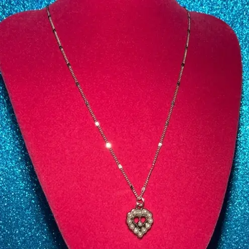 Pearl Encrusted Heart Shine Bead Choker Necklace Jewelry Sterling Silver