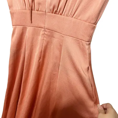 Gal Meets Glam Fit & Flare Dress Women’s Size 2 Peach Short Sleeve Midi Feminine