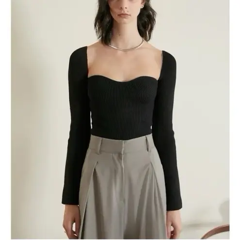 Eleven Six Elle Bodycon Ribbed Sweater Black