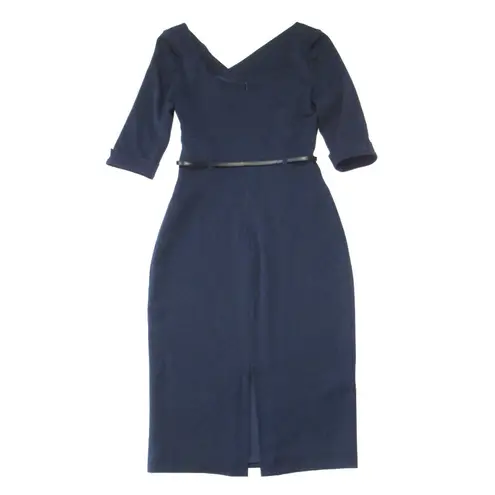 Black Halo NWT Jackie O in Eclipse Stretch Gabardine Belted Sheath Dress 2 $390