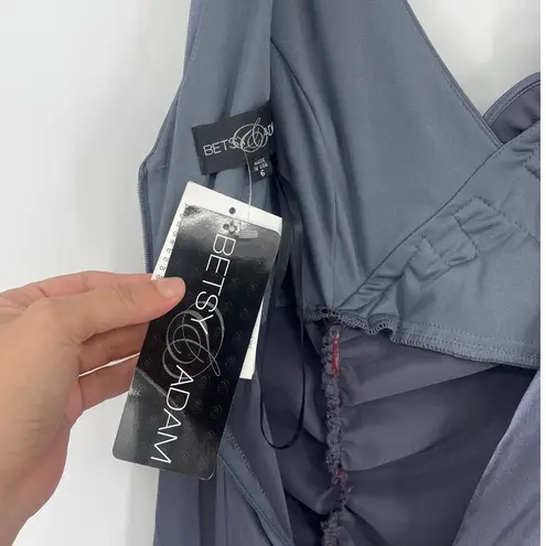 Betsy and Adam Y2K  Satin Cocktail Dress Sz 6 USA Rosette Ruched Whimsigoth Wedding