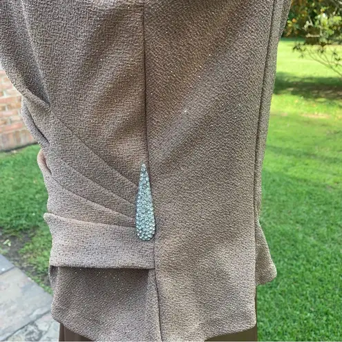 NWT Cachet Mother of Bride Wedding Formal Dress Bolero 14 2 Pc Set Taupe Bling