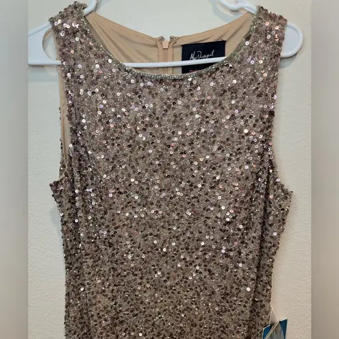 Mac Duggal Mac Duggal Sleeveless Sequined Midi Sheath Dress Size 10 Rosewood Rose Gold NWT