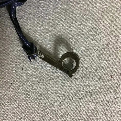 boc Navy Blue Leather Satchel Handbag EUC (some flaws);