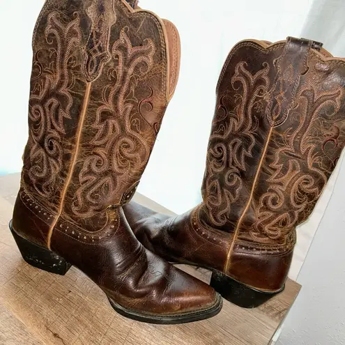 Justin Boots Justin Womens Size 7.5 B Brown Leather Cowboy Western Boots