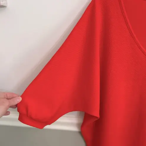 Umgee  Orange Textured Oversized Dolman Short Sleeve V-Neck Dress Size Small