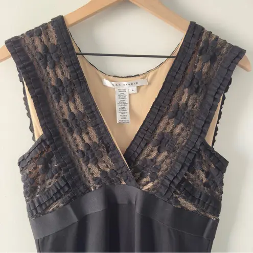 Vintage Y2K Max Studio Elegant Black Lace Bodice Dress Mini v