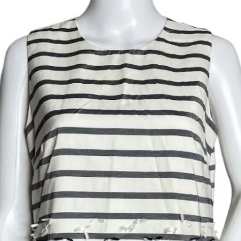 J. McLaughlin Jane Dress White Navy Striped Bows at Bottom Sleeveless