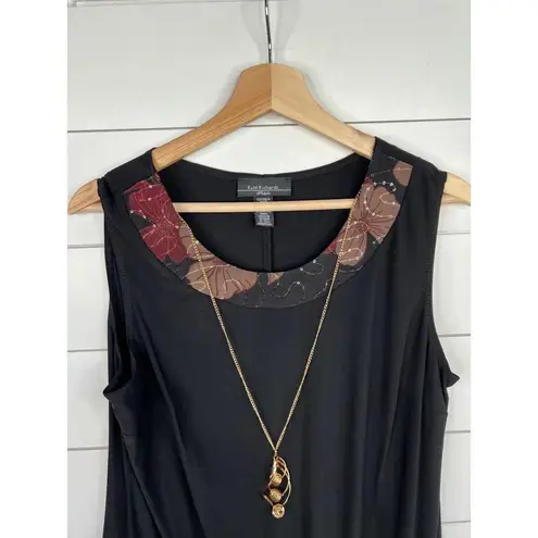 R & M Richards Black Printed Collar Necklace Detail Sleeveless Tunic Dress Sz 12P