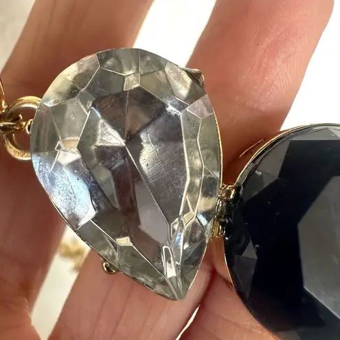 J.Crew black and rhinestone gold tone statement necklace