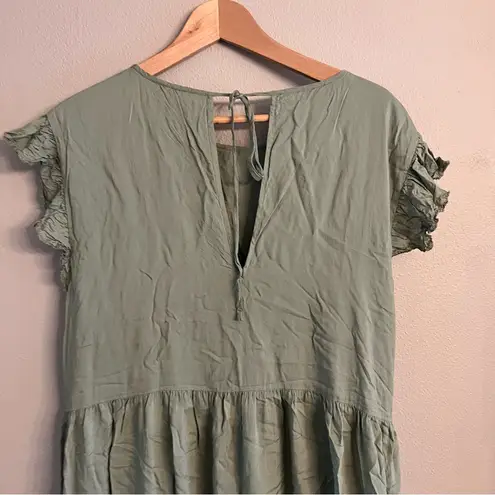 ARITZIA WILFRED Tiered Babydoll Dress Green Size L