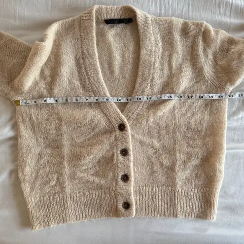 Jenni Kayne Boyfriend Alpaca Wool Knit Cardigan Sand Cream Off White Small