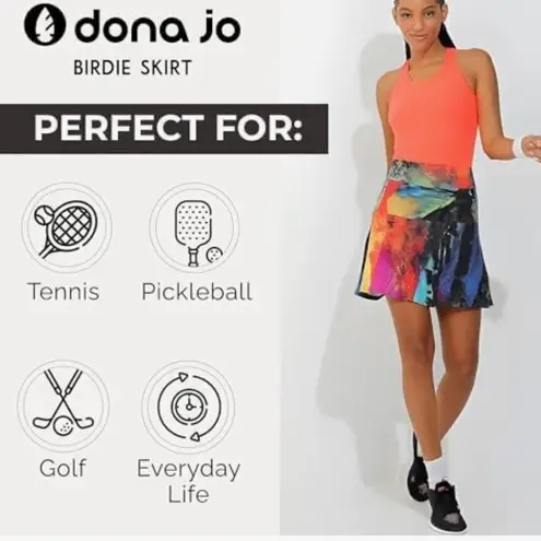 Dona Jo Birdie Skort Tie dye colorful Size large Black