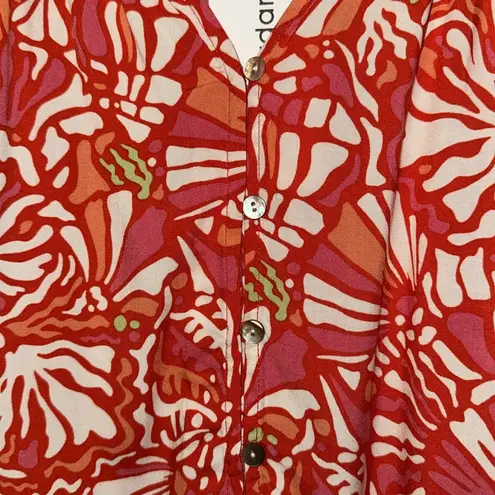 Alex & Jordan Women’s Mod Button Down Long Sleeve Top Blouse Size Large L Pink