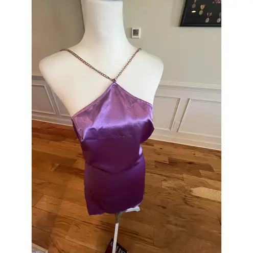 PRETTY GARBAGE LAVENDER NWT SATIN DRESS ADJ CHAIN STRAPS WOMENS SIZE MEDIUM Purple