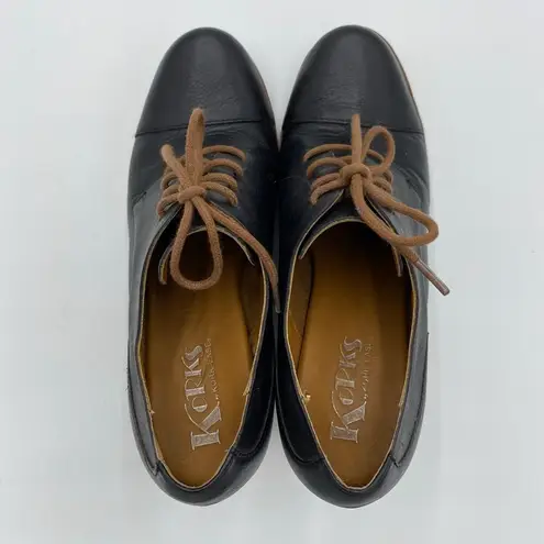 Kork-Ease Women's Black Leather Lace Up Ankle Chucky Oxford Bootie Size 8
