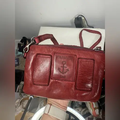 Harbour 2nd Luna Red Leather Triple Pocket Crossbody Belt Bag