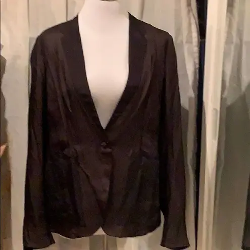 Robert Rodriguez Nwot Black Silk Tan Lined Open Front Blazer Women’s Size 8