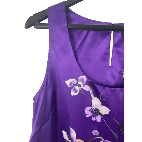 Apt. 9  Deep Purple Floral Satin Feel Sleeveless Dressy S Top NWT