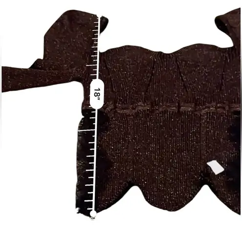 Elliatt RTR Cassie Lace-Trimmed Metallic Ribbed Knit 3/4 Sleeve Top Sz L