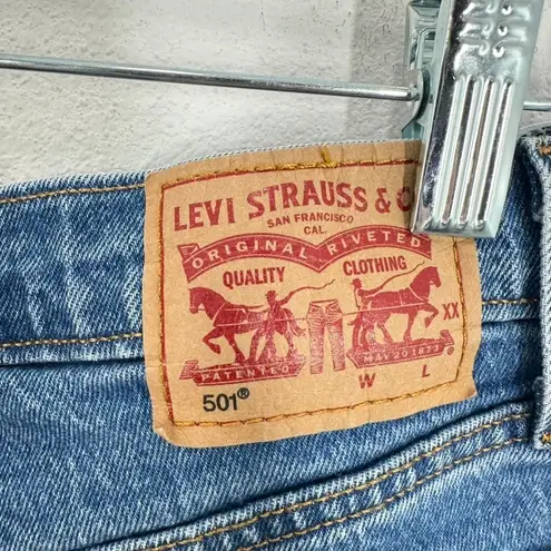 Levi Strauss & CO. Levi's 501 Denim Shorts Women's Size 30 Blue Frayed Hem Button Fly Classic