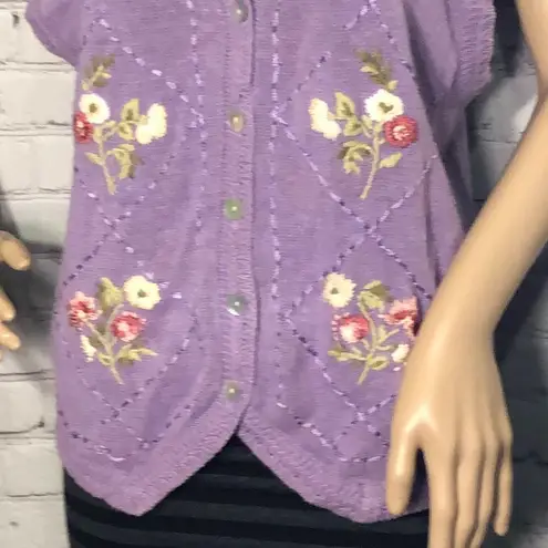 Jantzen Classics Hand Embroidered Floral Vest M
