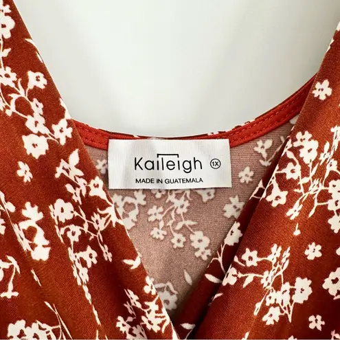 Kaileigh Kalieigh Maternity Ora Knit Crop Jumpsuit in Burnt Orange Floral 1X Sleeveless