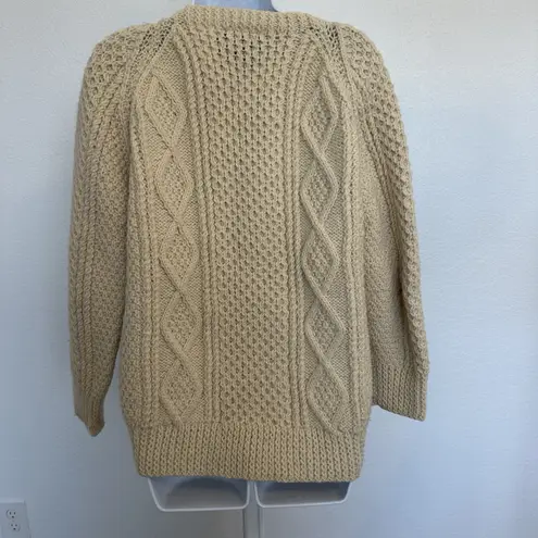 Standun 100% Wool Knit Fisherman Cardigan Sweater Ireland Small? (b31)