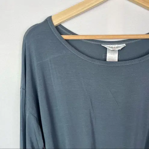 Hard Tail Blue Gray Ruched Cinched Side Long Sleeve Knee Length Dress S