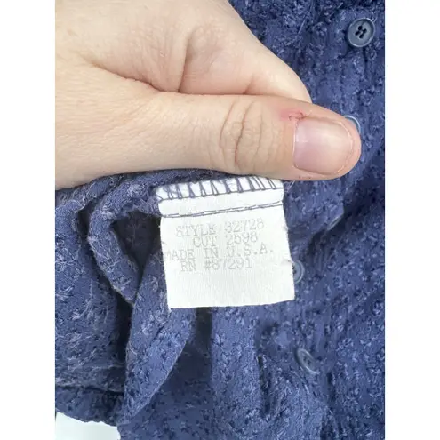 Johnny Was Collection Textured Button Top Women S Blue Cottage Cabin Prairie VTG